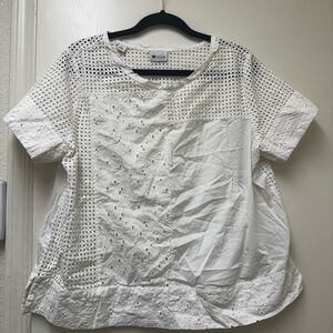 STYLUS White Boxy Oversized Short Sleeve Blouse